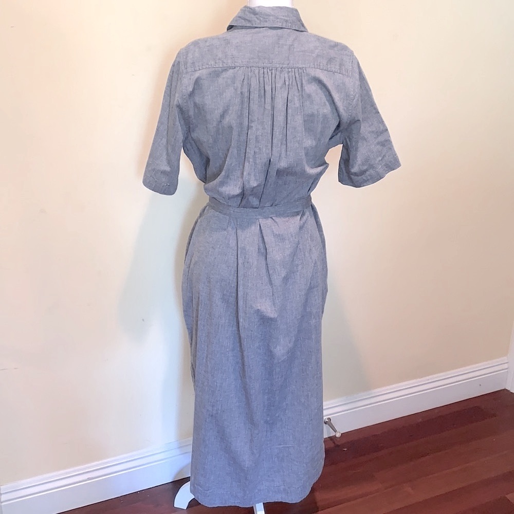 TROVATA Birds of Paradise Chambray Shirt Dress Minimalist Cottagecore Size S - Picture 6 of 8